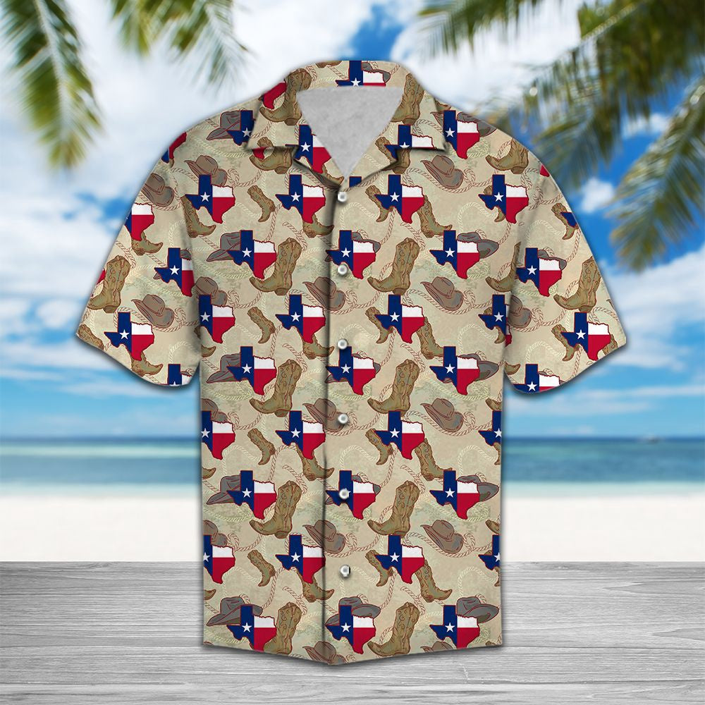 Texas Hawaiian Shirt, Cowboy Boots Texas Hawaii Shirt, Summer Beach Shirt