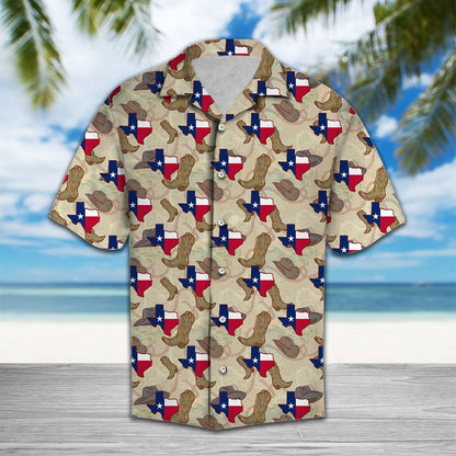 Texas Hawaiian Shirt, Cowboy Boots Texas Hawaii Shirt, Summer Beach Shirt