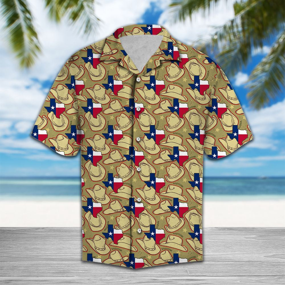 Texas Hawaiian Shirt, Cowboy Hat Texas Hawaii Shirt, Summer Beach Shirt