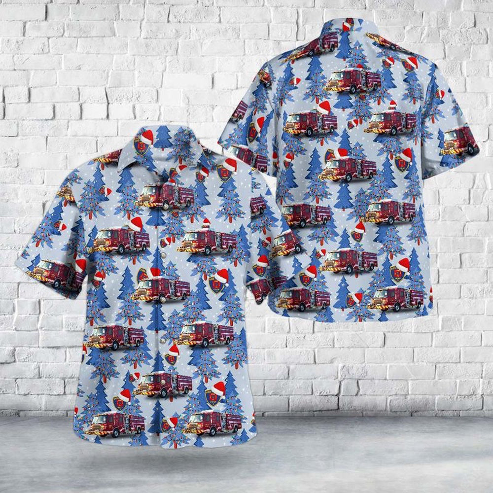 Texas Hawaiian Shirt, Crosby, Texas, Crosby Volunteer Fire Department Christmas Hawaiian Shirt, Hawaiian Firefighter Shirts