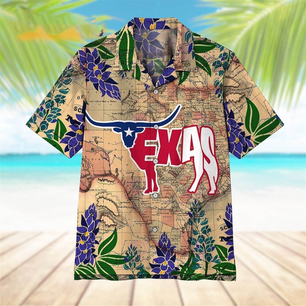 Texas Hawaiian Shirt, Flag Texas Hawaiian Shirt, Summer Beach Shirt
