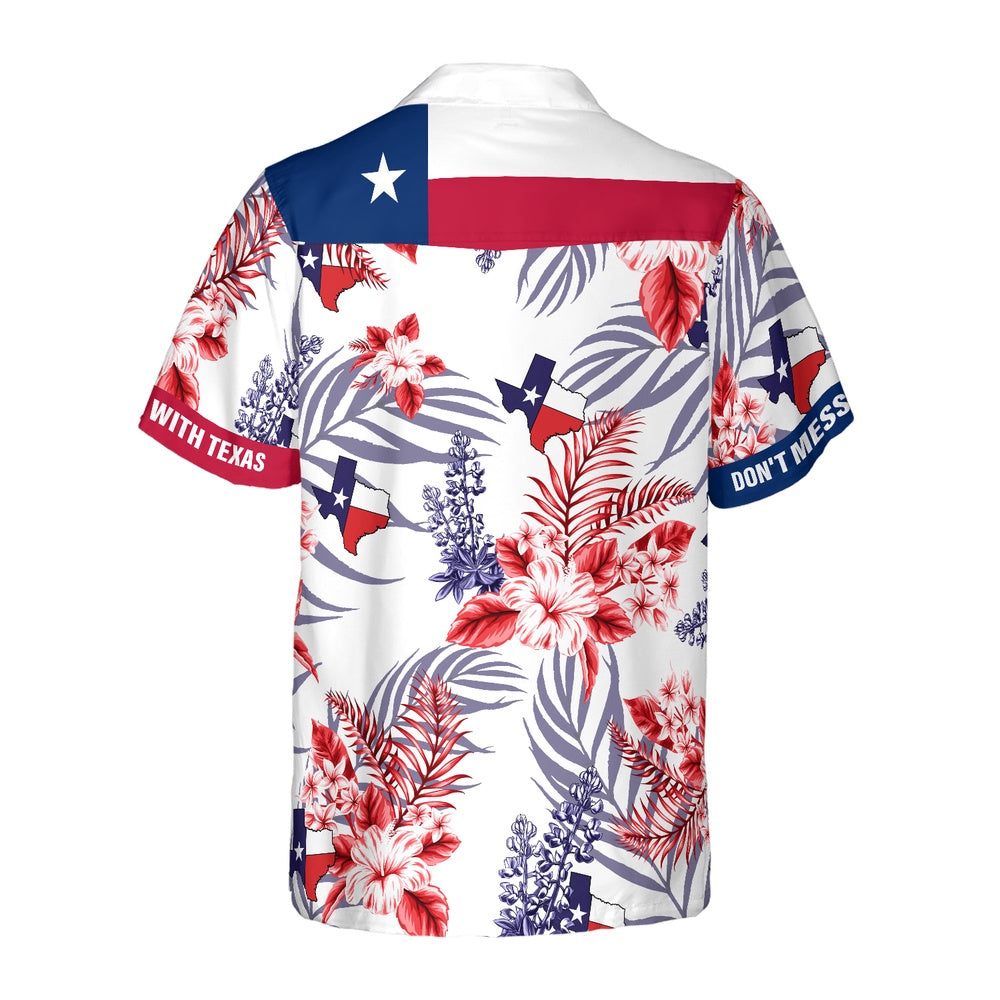 Texas Hawaiian Shirt, Floral Bluebonnet Don't Mess with Texas Hawaiian Shirt, Summer Beach Shirt