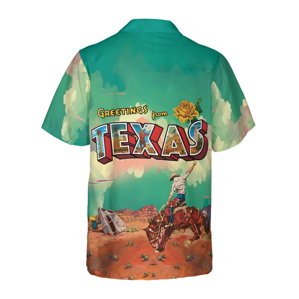 Texas Hawaiian Shirt, Greetings From Texas Custom Hawaiian Shirt, Cowboy Rodeo Texas Western Shirt, Summer Beach Shirt