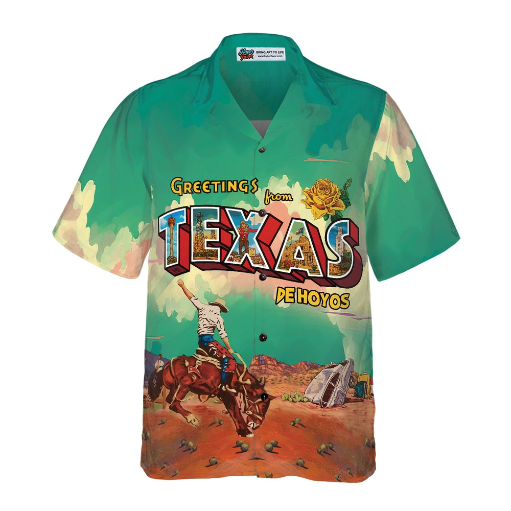 Texas Hawaiian Shirt, Greetings From Texas Custom Hawaiian Shirt, Cowboy Rodeo Texas Western Shirt, Summer Beach Shirt