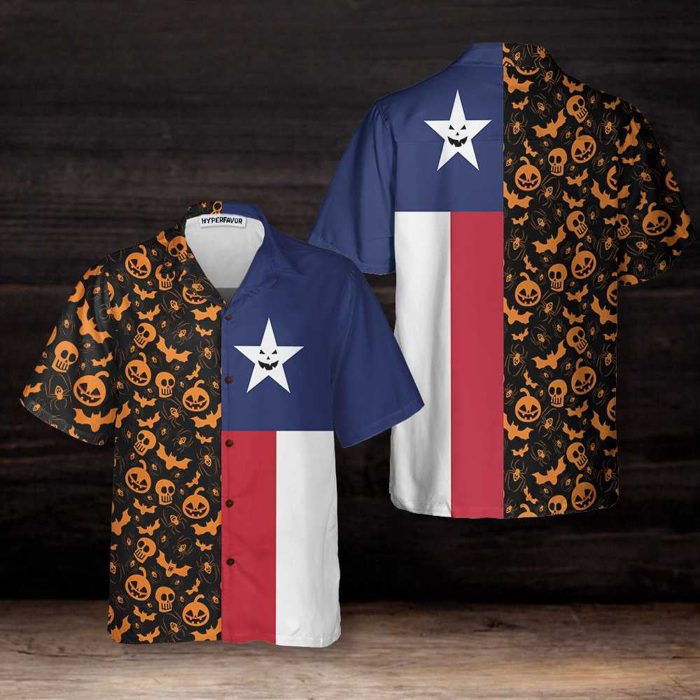 Texas Hawaiian Shirt, Halloween Texas Flag Hawaiian Shirt, Summer Beach Shirt