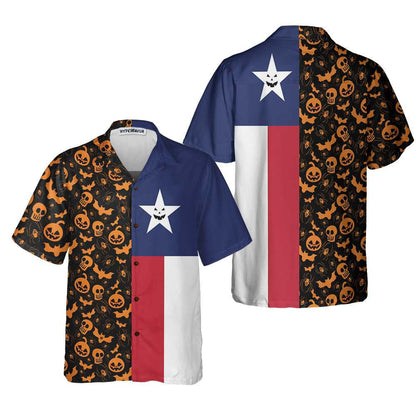 Texas Hawaiian Shirt, Halloween Texas Flag Hawaiian Shirt, Summer Beach Shirt