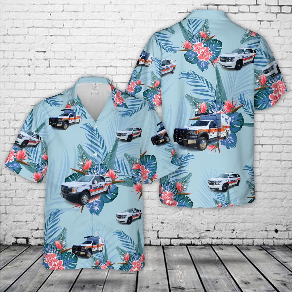 Texas Hawaiian Shirt, Kenedy, Texas, Karnes County EMS Hawaiian Shirt, EMS Hawaiian Shirt