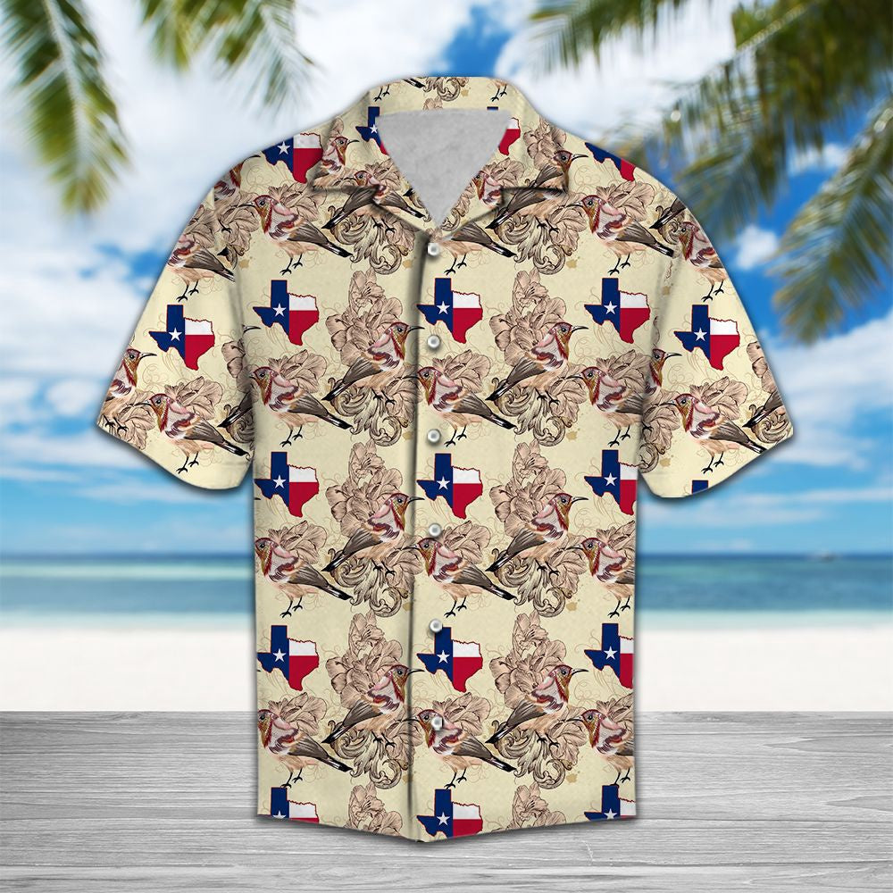 Texas Hawaiian Shirt, Mockingbird Texas Hawaii Shirt, Summer Beach Shirt