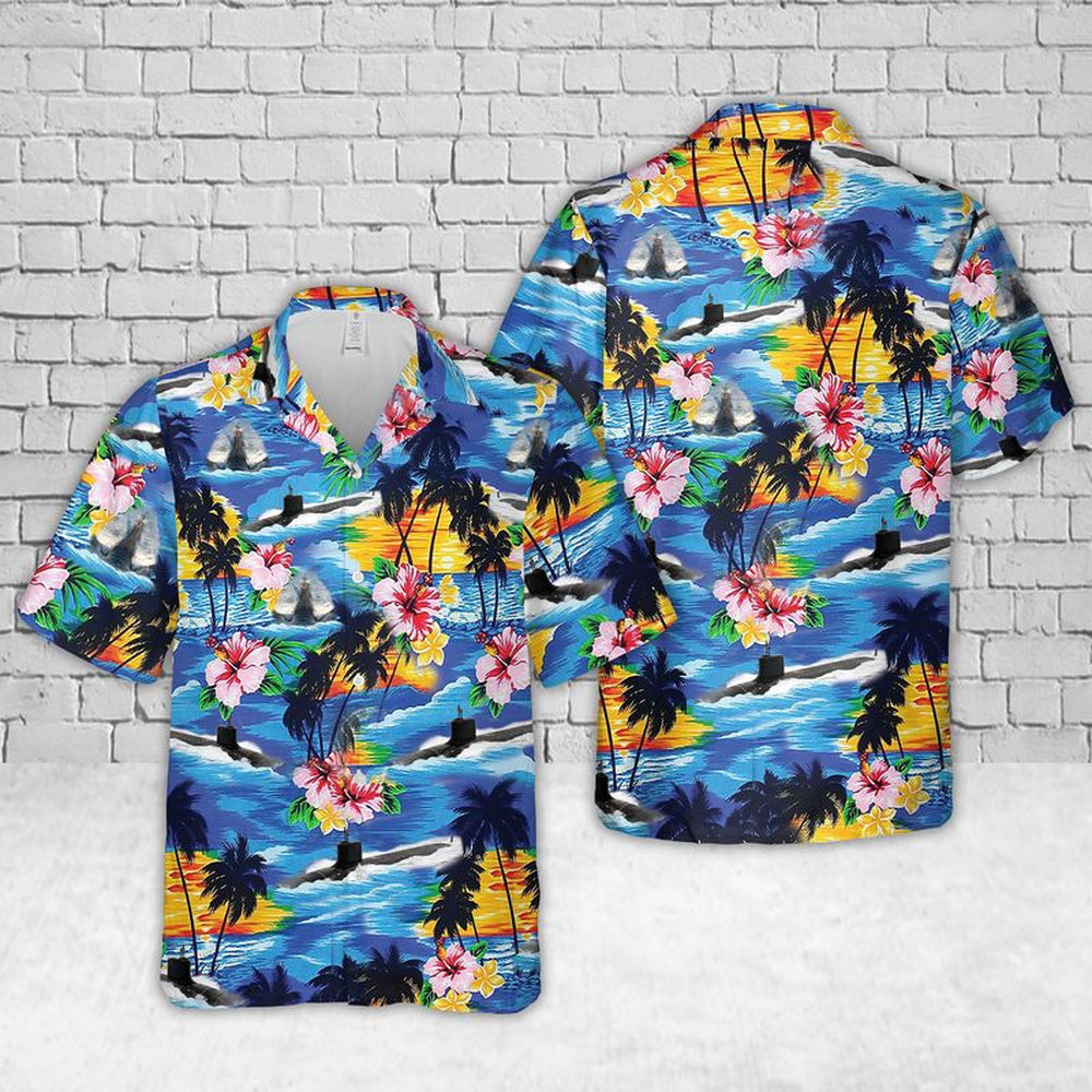 Texas Hawaiian Shirt, Navy USS Texas (SSN-775) Hawaiian Shirt, Military Hawaiian Shirt
