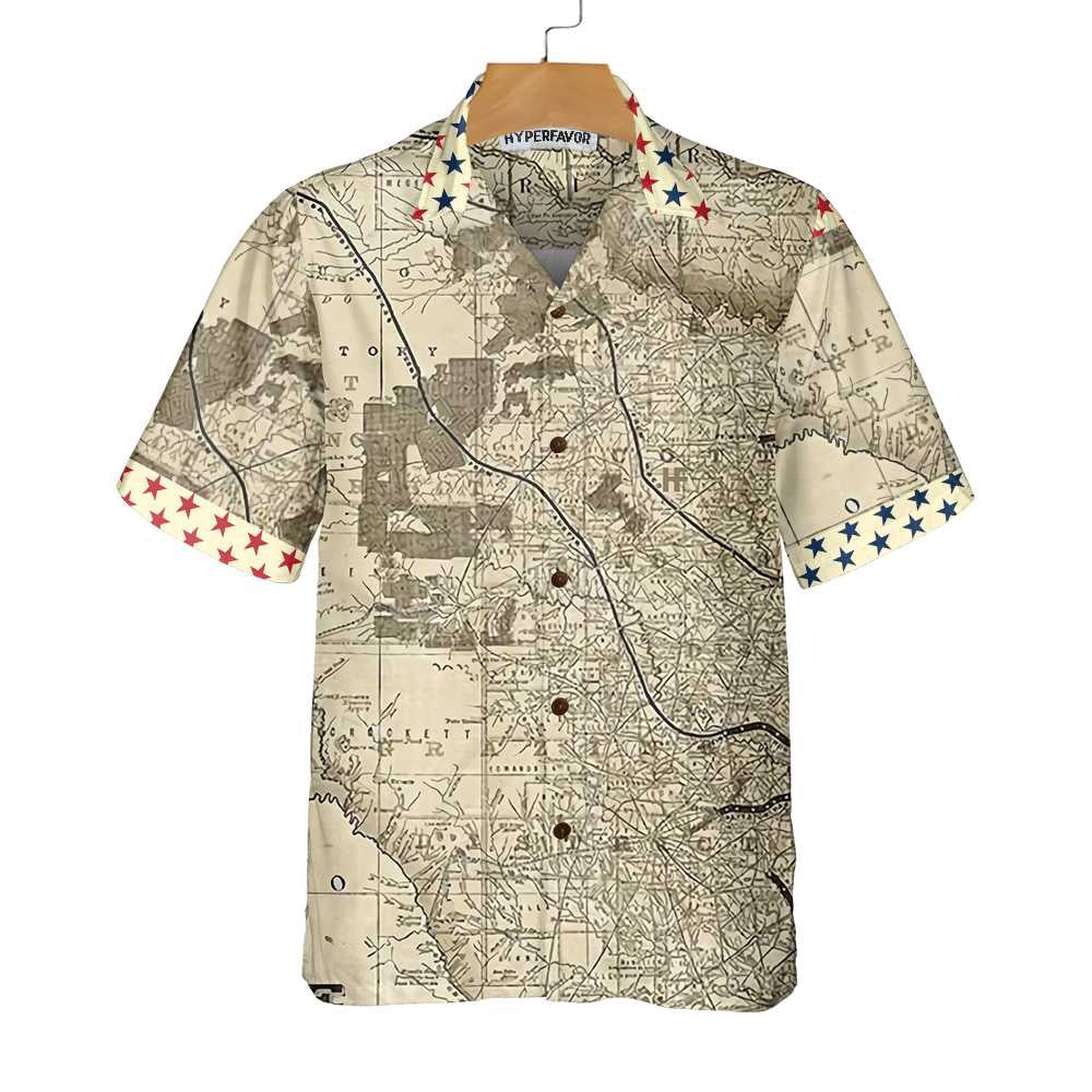 Texas Hawaiian Shirt, Old Map of Texas Vintage Texas Hawaiian Shirt, Summer Beach Shirt