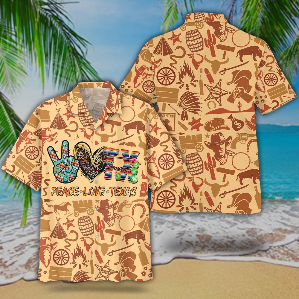 Texas Hawaiian Shirt, Peace Love Texas Hawaiian Shirt  &amp Women  Adult, Summer Beach Shirt