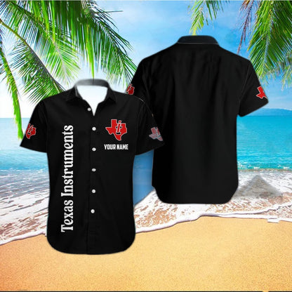 Texas Hawaiian Shirt, Personalized Name Texas Instruments Lover Gift 3D Black Hawaiian Shirt, Summer Beach Shirt