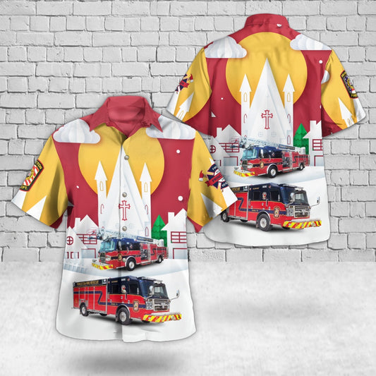 Texas Hawaiian Shirt, Princeton, Texas, Princeton Fire Department Christmas Hawaiian Shirt, Hawaiian Firefighter Shirts