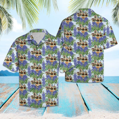 Texas Hawaiian Shirt, Purple Texas Bluebonnet Hawaii Shirt, Summer Beach Shirt