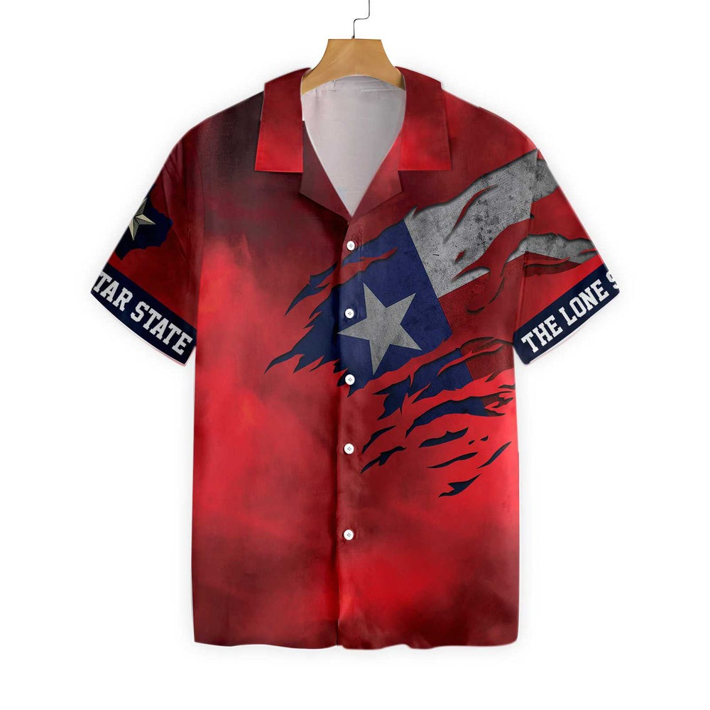 Texas Hawaiian Shirt, Red Ripped Flag Texas Hawaiian Shirt, Summer Beach Shirt