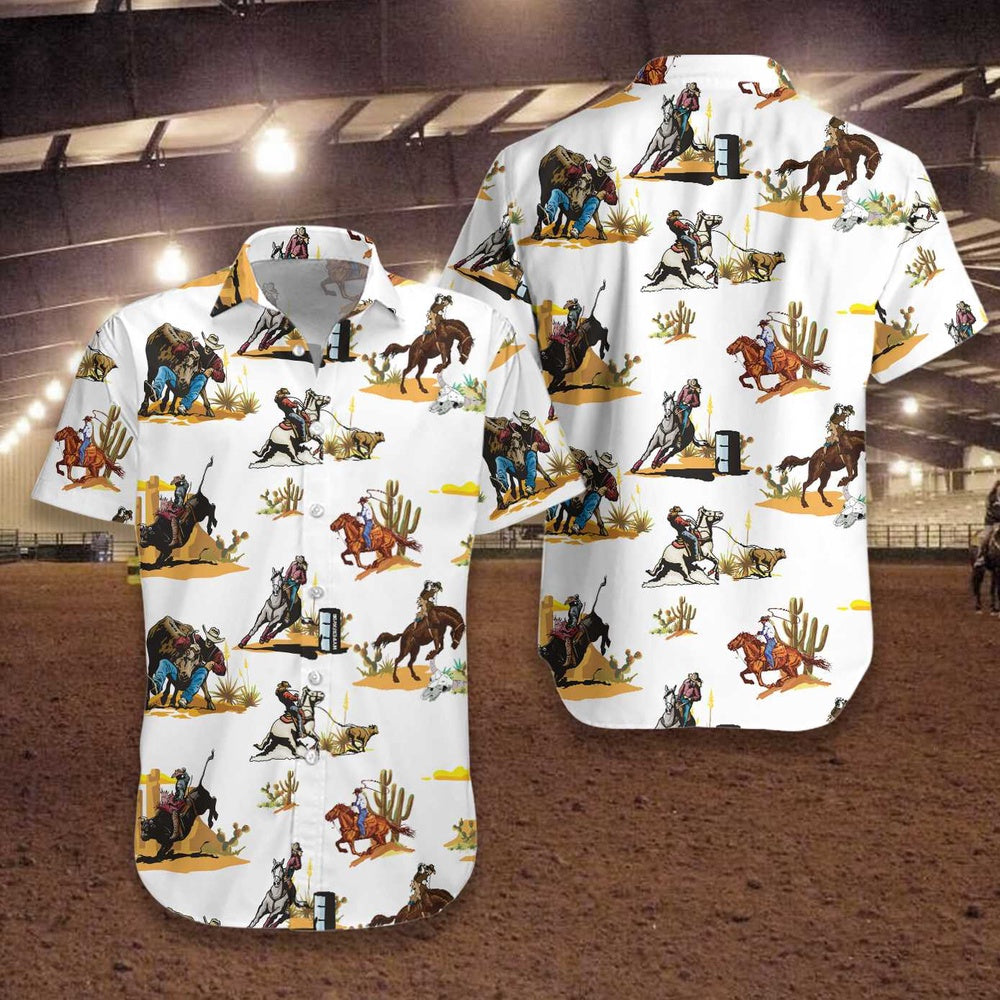 Texas Hawaiian Shirt, Rodeo Seamless Pattern Hawaiian Shirt, Summer Beach Shirt
