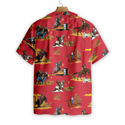 Texas Hawaiian Shirt, Rodeo Seamless Pattern Hawaiian Shirts, Summer Beach Shirt