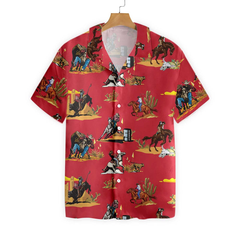 Texas Hawaiian Shirt, Rodeo Seamless Pattern Hawaiian Shirts, Summer Beach Shirt