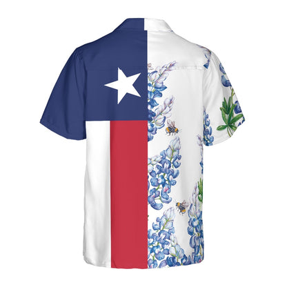 Texas Hawaiian Shirt, Royal Blue Bluebonnet Texas Hawaii Shirt, Summer Beach Shirt