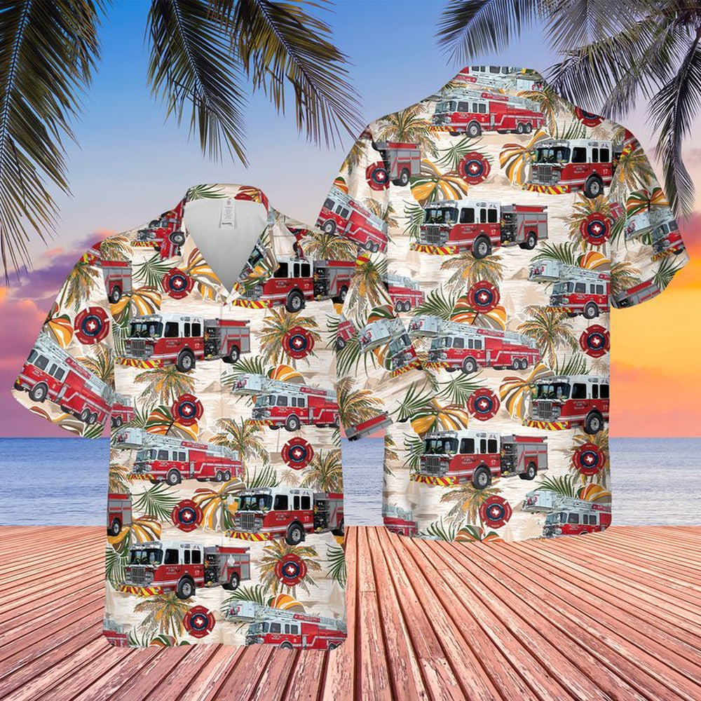 Texas Hawaiian Shirt, Texas Arlington Fire Department Hawaiian Shirt, Hawaiian Firefighter Shirts