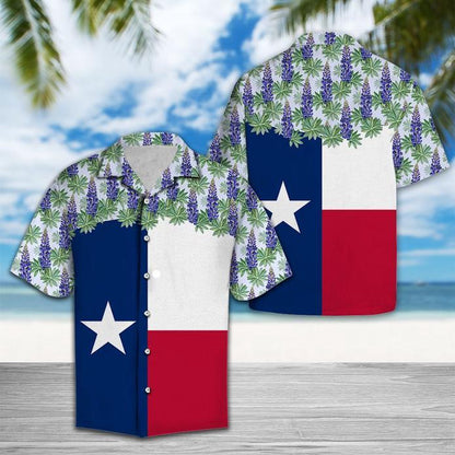 Texas Hawaiian Shirt, Texas Bluebonnet Flag Hawaiian Shirt, Summer Beach Shirt