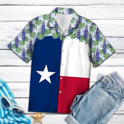 Texas Hawaiian Shirt, Texas Bluebonnet Flag Hawaiian Shirt, Summer Beach Shirt