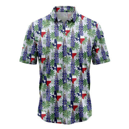 Texas Hawaiian Shirt, Texas Bluebonnet Flag Hawaiian Shirts, Summer Beach Shirt