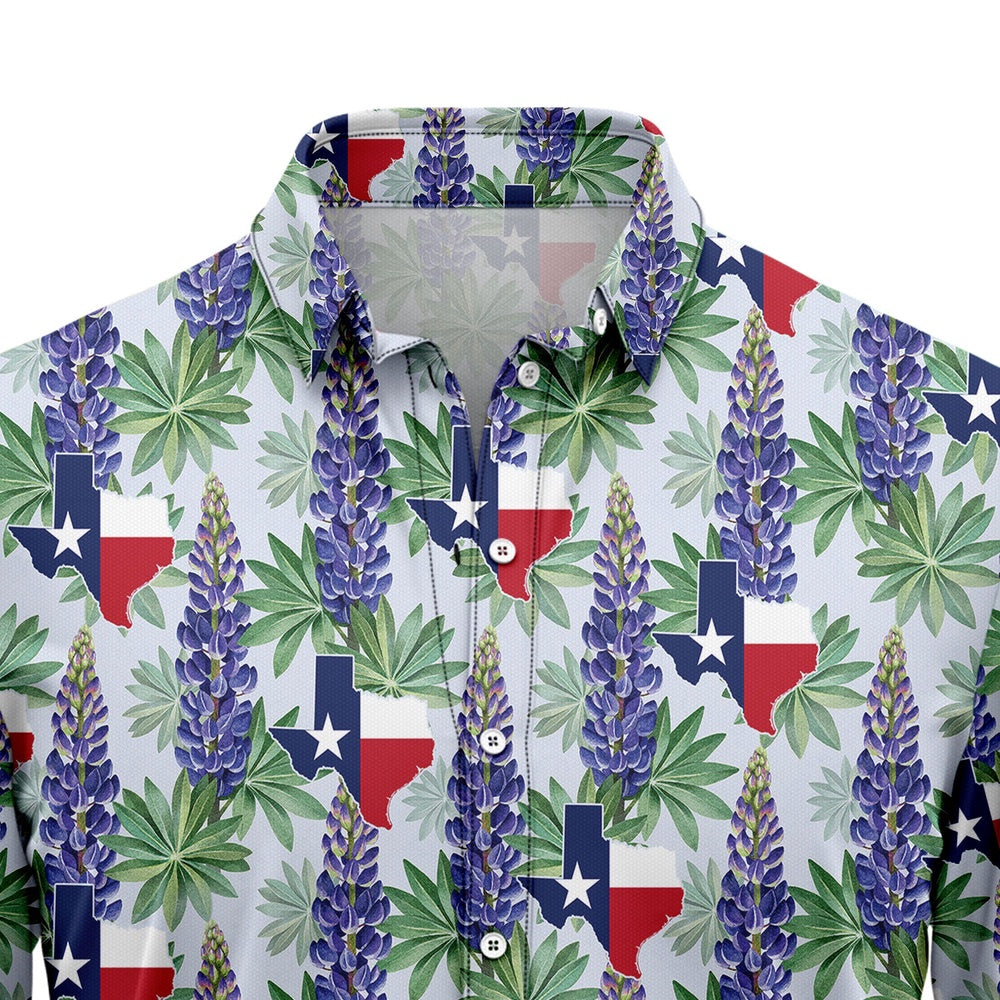 Texas Hawaiian Shirt, Texas Bluebonnet Flag Hawaiian Shirts, Summer Beach Shirt