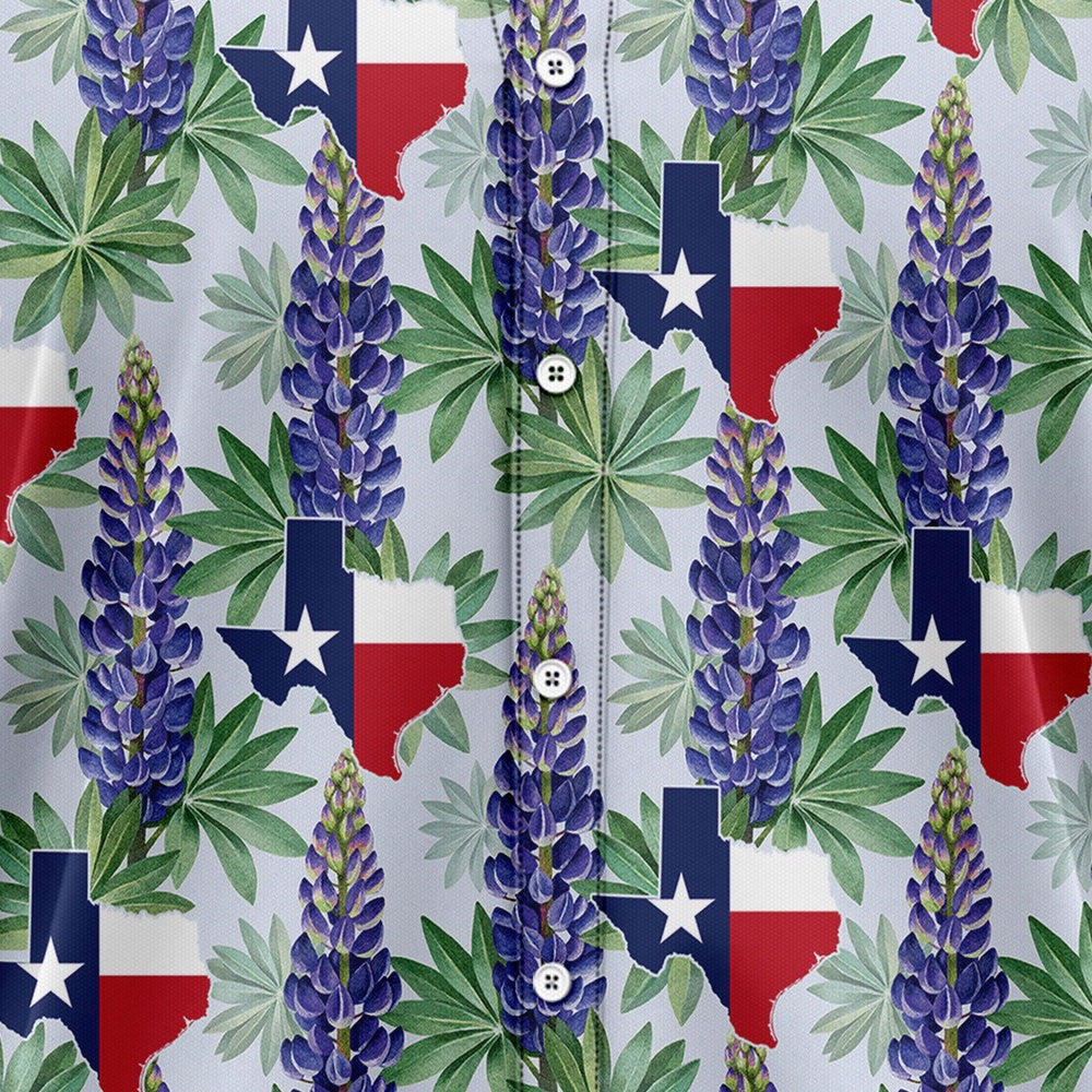 Texas Hawaiian Shirt, Texas Bluebonnet Flag Hawaiian Shirts, Summer Beach Shirt