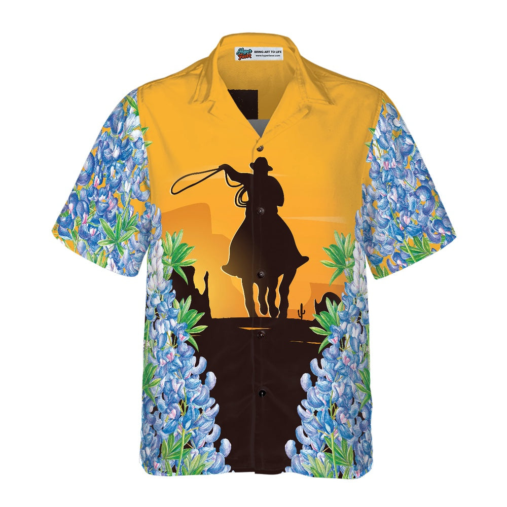 Texas Hawaiian Shirt, Texas Bluebonnets Rodeo Hawaiian Shirt, Summer Beach Shirt
