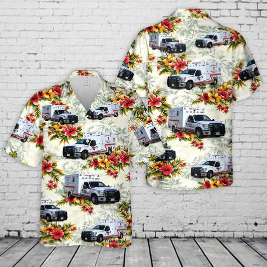 Texas Hawaiian Shirt, Texas Deer Park Fire Department EMS Ambulance Hawaiian Shirt, Hawaiian Firefighter Shirts