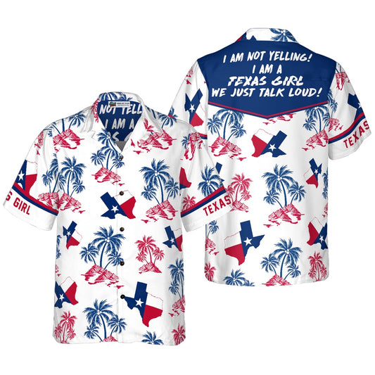 Texas Hawaiian Shirt, Texas Flag And Palm Tree Pattern Texas Girl Shirt, Summer Beach Shirt