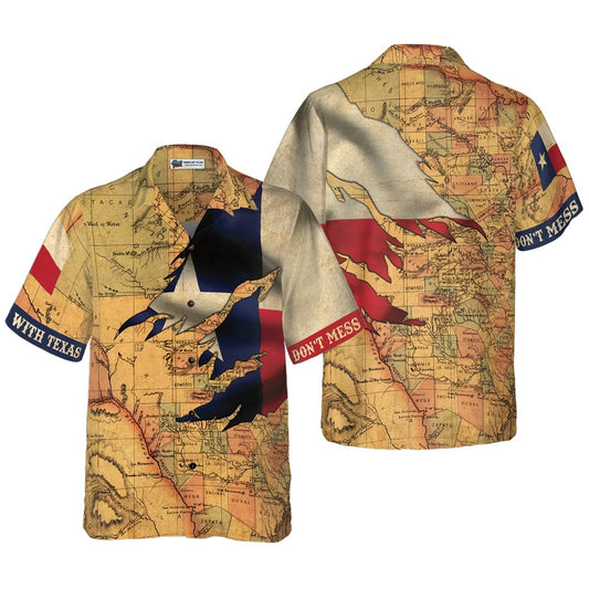 Texas Hawaiian Shirt, Texas Flag and Map Vintage Texas Hawaiian Shirts, Summer Beach Shirt