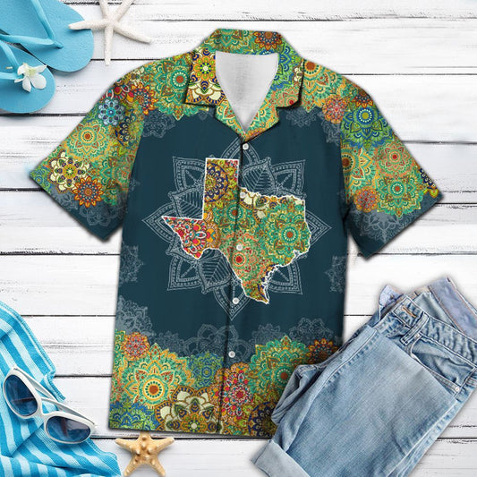 Texas Hawaiian Shirt, Texas Floral Mandala Hawaii Shirt, Summer Beach Shirt