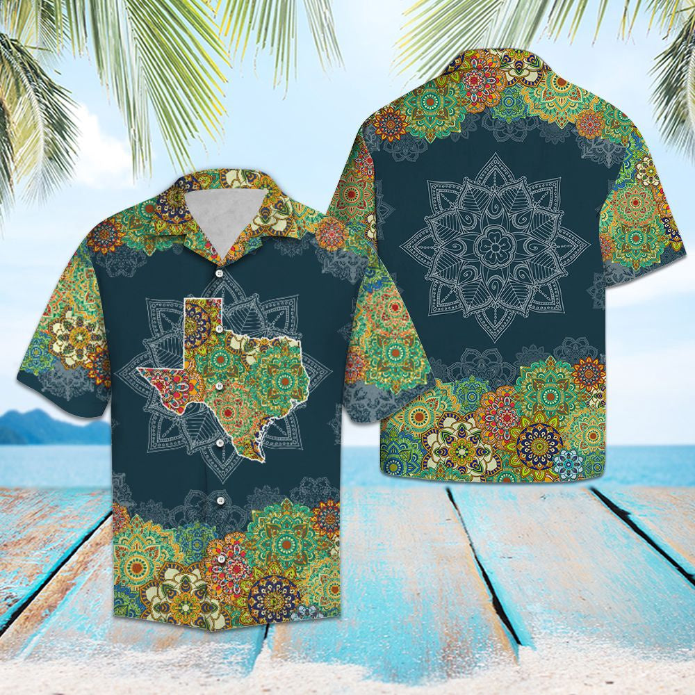 Texas Hawaiian Shirt, Texas Floral Mandala Hawaii Shirt, Summer Beach Shirt