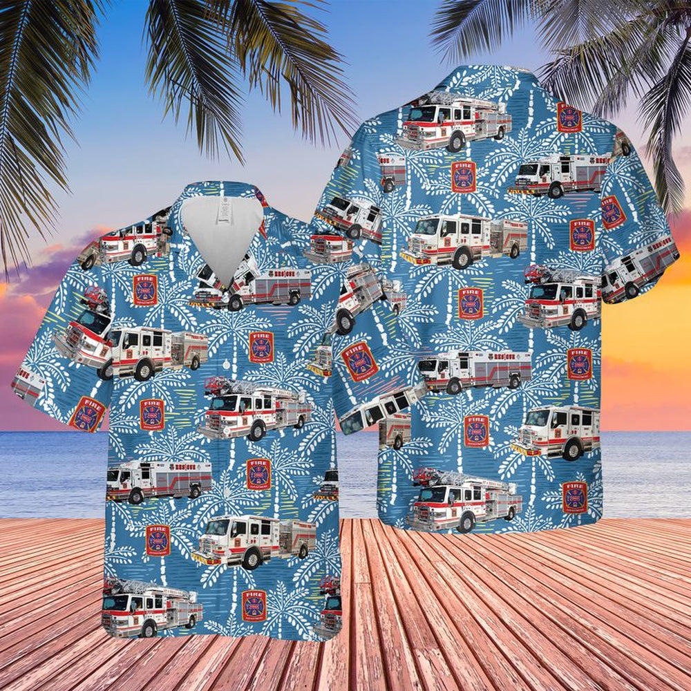 Texas Hawaiian Shirt, Texas Frisco Fire Department Hawaiian Shirt, Hawaiian Firefighter Shirts