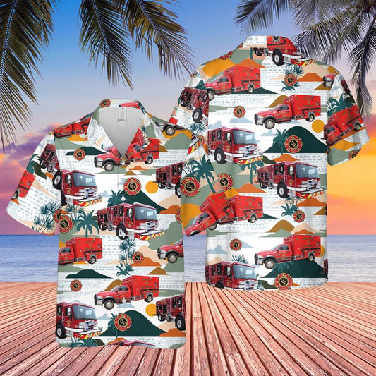 Texas Hawaiian Shirt, Texas Grand Prairie Fire Department Hawaiian Shirt, Hawaiian Firefighter Shirts