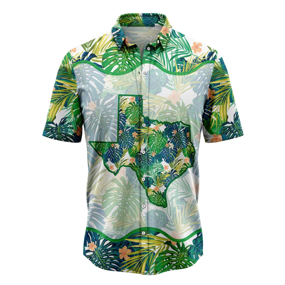 Texas Hawaiian Shirt, Texas Green Tropical Hawaiian Shirt, Summer Beach Shirt