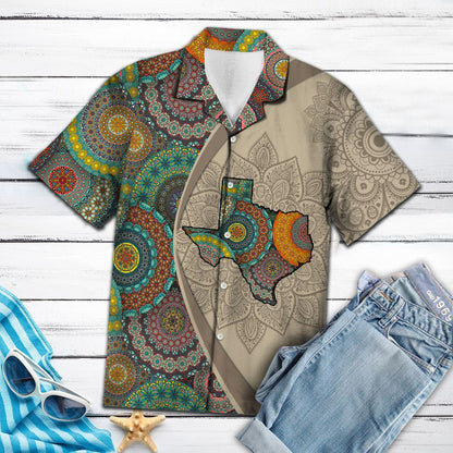 Texas Hawaiian Shirt, Texas Mandala Hawaii Shirt, Summer Beach Shirt