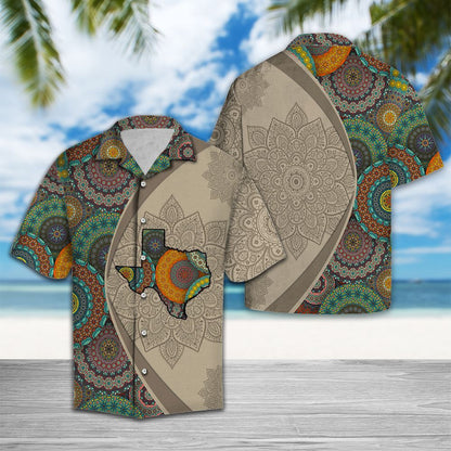 Texas Hawaiian Shirt, Texas Mandala Hawaii Shirt, Summer Beach Shirt