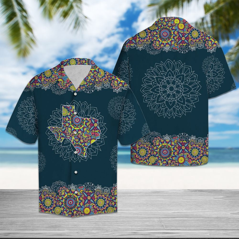 Texas Hawaiian Shirt, Texas Mandala Hawaii Shirts, Summer Beach Shirt