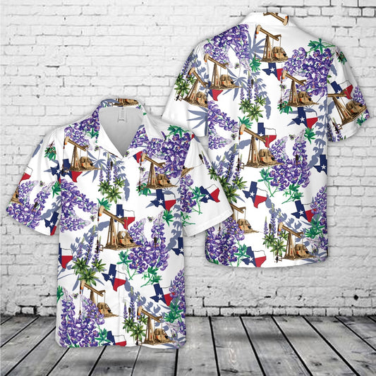 Texas Hawaiian Shirt, Texas Oil Pipeline Pumpjack Hawaiian Shirt, Summer Beach Shirt