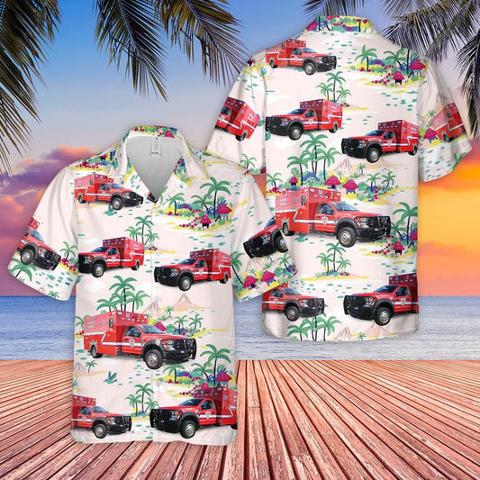 Texas Hawaiian Shirt, Texas San Angelo Fire Department EMS Hawaiian Shirt, Hawaiian Firefighter Shirts