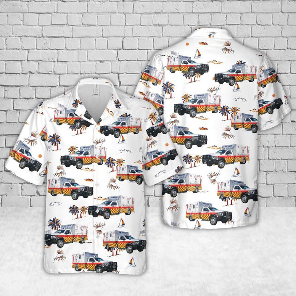 Texas Hawaiian Shirt, Texas San Marcos Hays County EMS Hawaiian Shirt, EMS Hawaiian Shirt