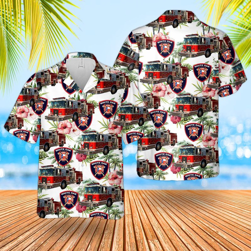 Texas Hawaiian Shirt, Texas White Oak Volunteer Fire Department Hawaiian Shirt, Hawaiian Firefighter Shirts