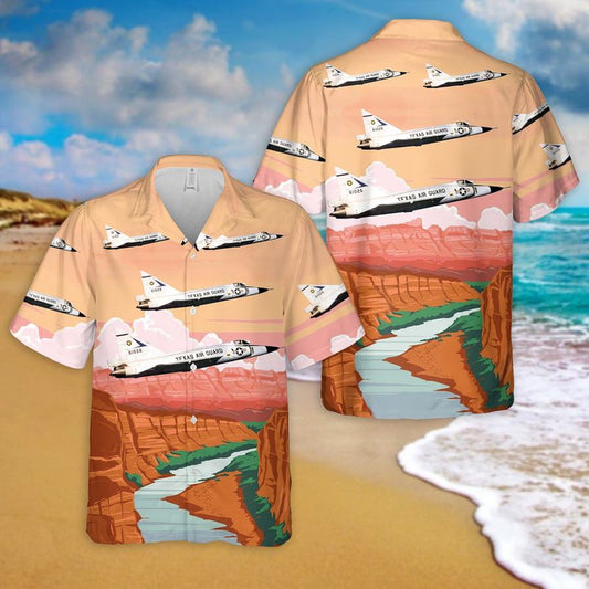 Texas Hawaiian Shirt, USAF Texas Air National Guard 111th Fighter Interceptor Squadron Convair F-102A-55-CO Delta Dagger Hawaiian Shirt