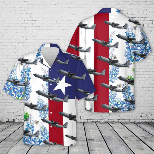 Texas Hawaiian Shirt, USAF Texas Air National Guard C-130J Hawaiian Shirt, Military Hawaiian Shirt