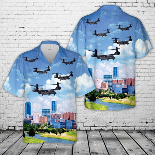 Texas Hawaiian Shirt, US Army Bell V-280 Valor Flying Over Fort Worth, Texas Hawaiian Shirt, Military Hawaiian Shirt