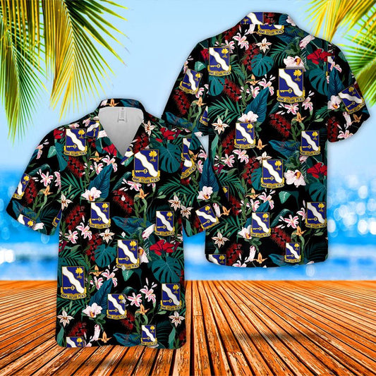 Texas Hawaiian Shirt, US Army National Guard 143rd Infantry Regiment (Third Texas) Hawaiian Shirt, Military Hawaiian Shirt