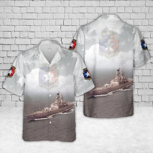 Texas Hawaiian Shirt, US Navy USS Texas (CGN-39) Hawaiian Shirt, Military Hawaiian Shirt